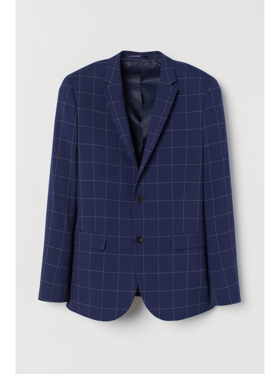 Navy blue checkered blazer
