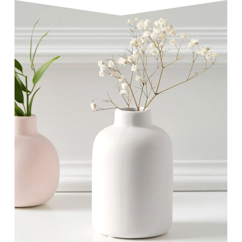 Pink and white vase.
