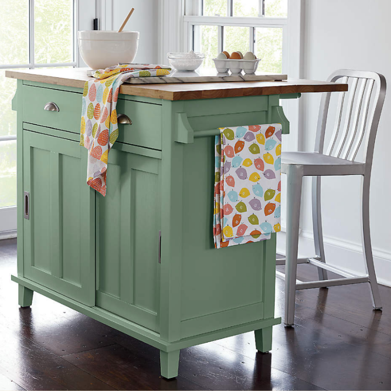Green kitchen island from Crate & Barrel