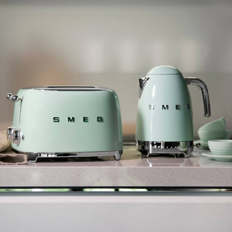 Green Smeg toaster and kettle