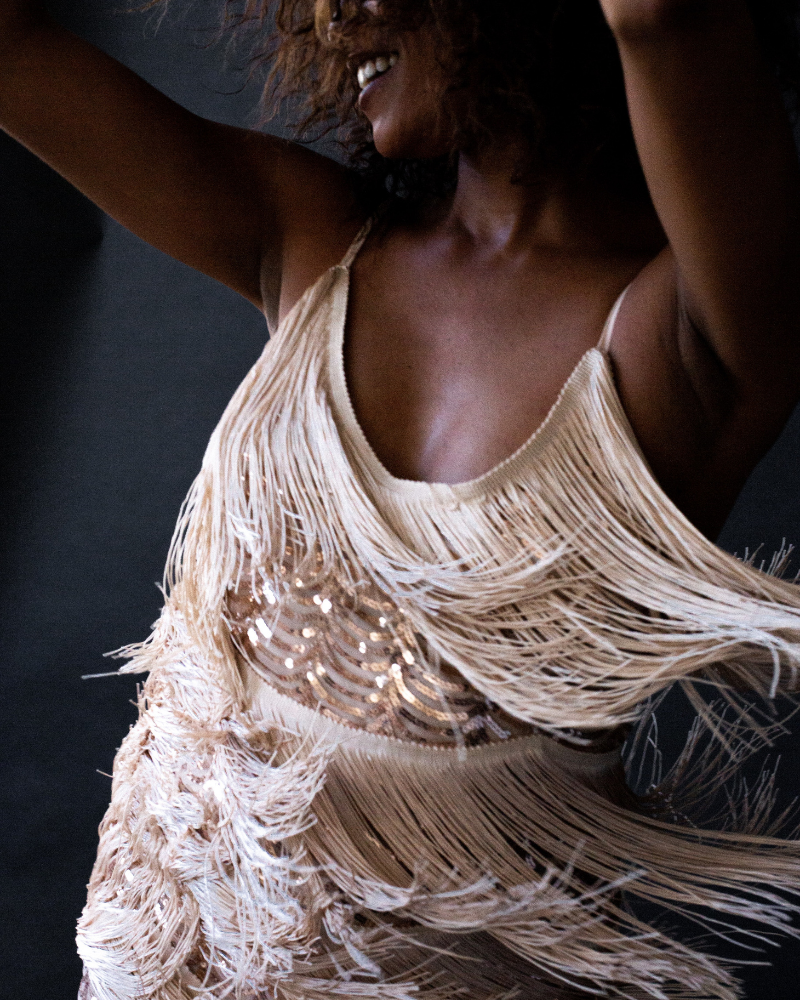 Holiday Style girl in sequin dress