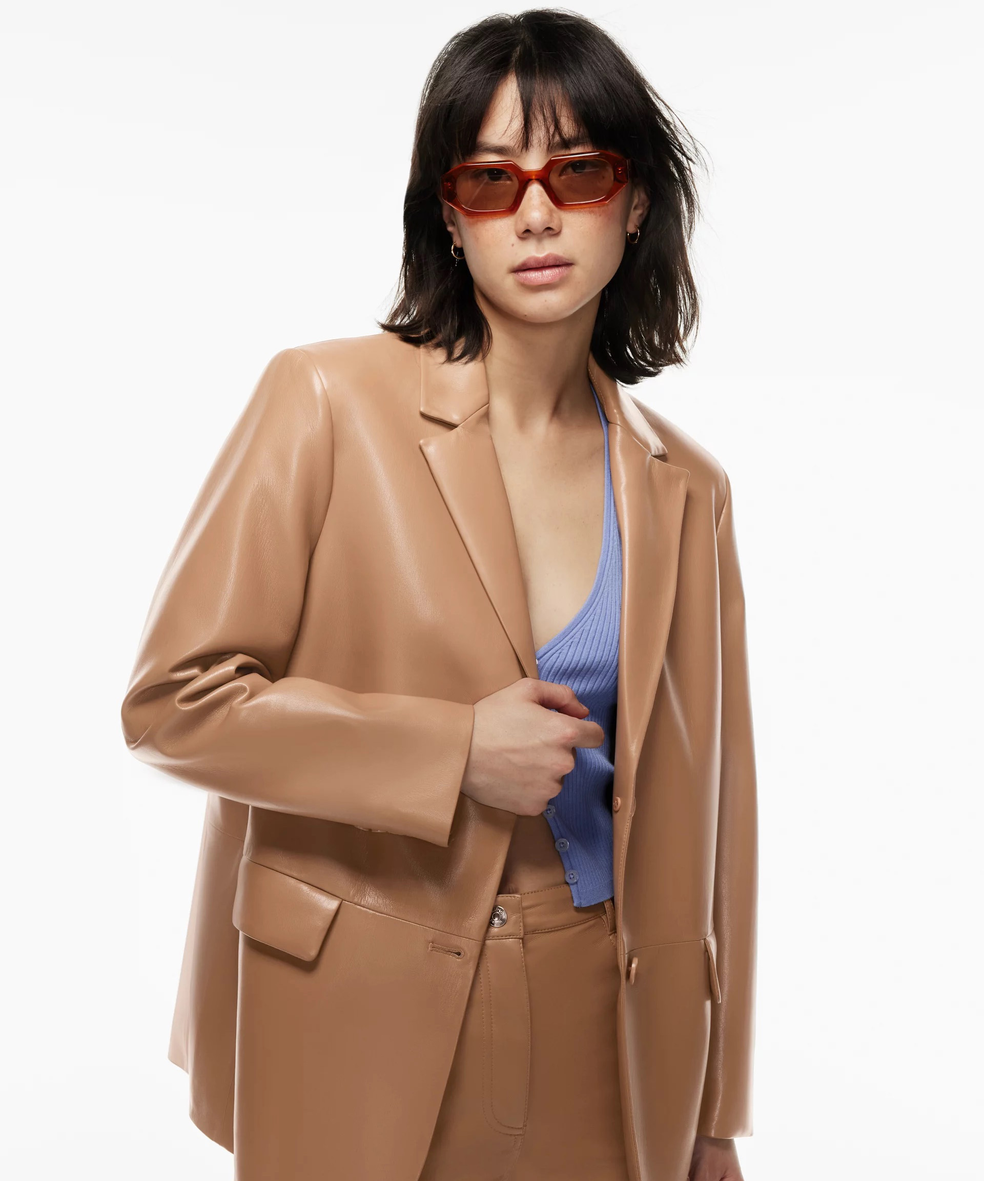 aritzia vegan leather blazer