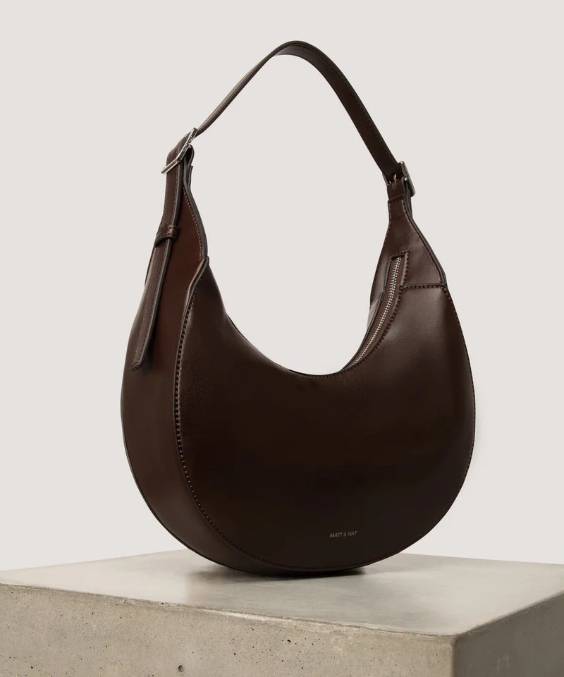 Image of a dark brown Matt and Nat hobo bag