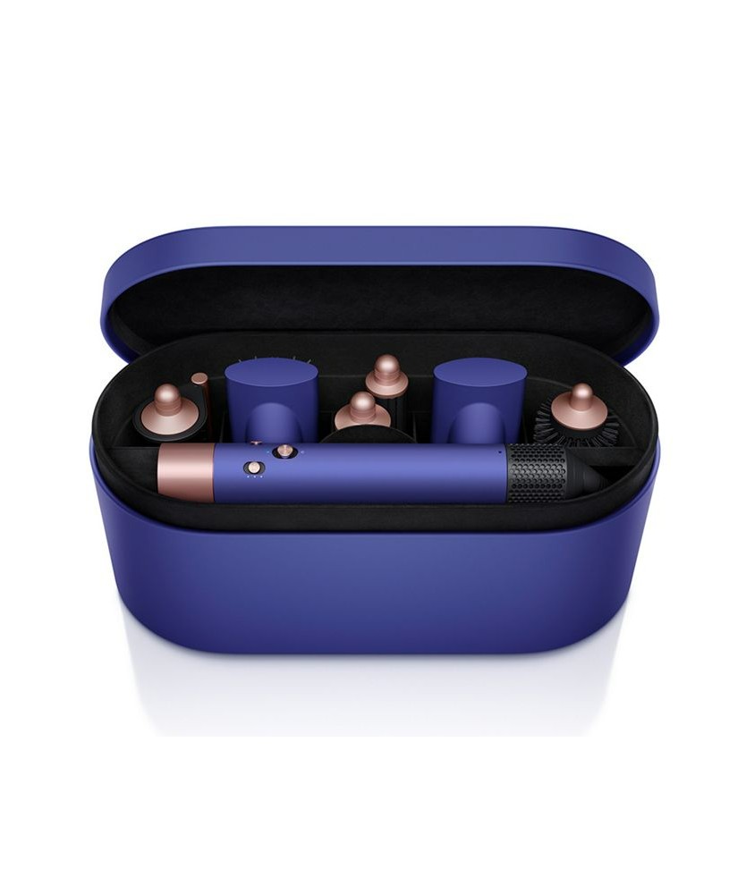 Image of a Dyson air wrap in Blue in its box