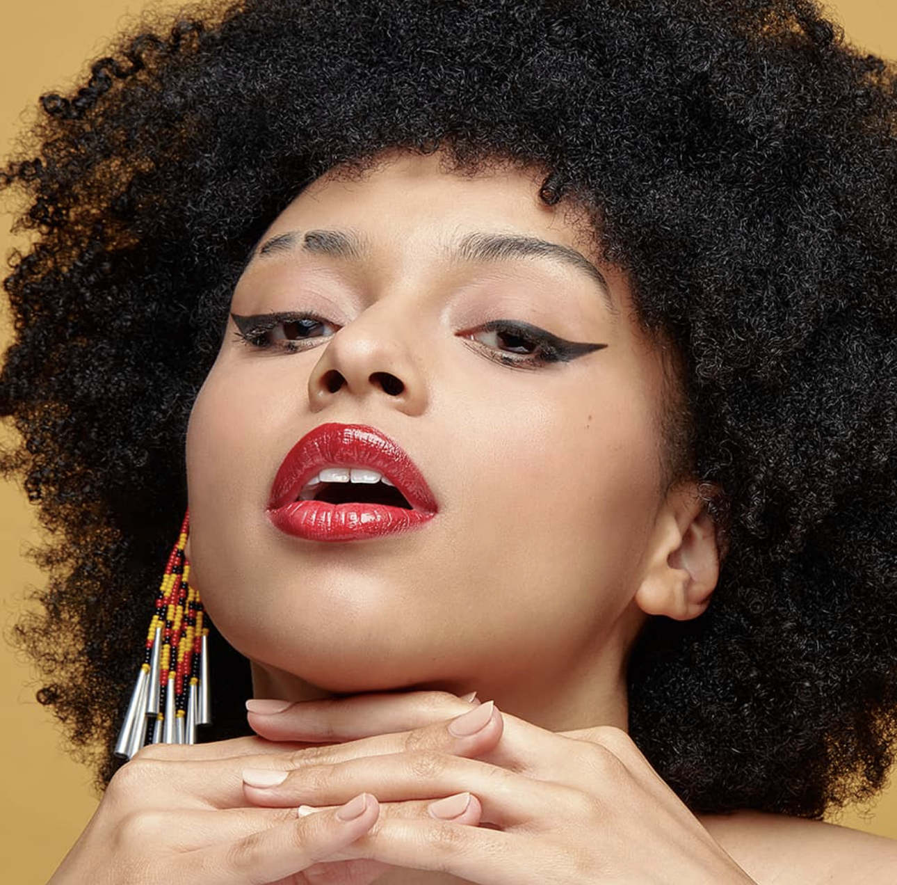 A woman wearing makeup