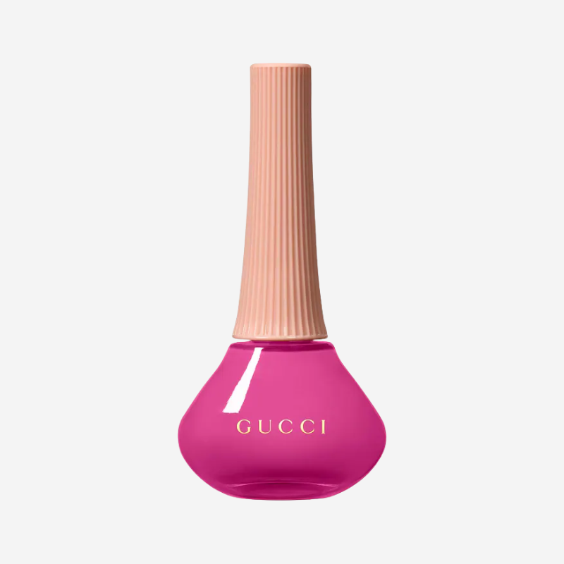 A bottle of pink nail polish from Gucci.